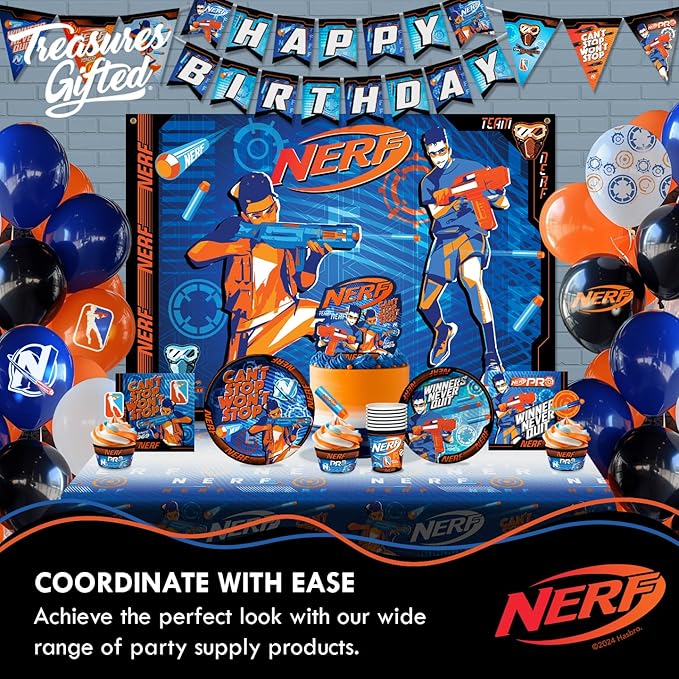 Treasures Gifted Officially Licensed Nerf Party Supplies - Pack of 3 Tablecloth - Nerf Birthday Party Decorations - Disposable Plastic Table Cover for Parties 54in x 108in