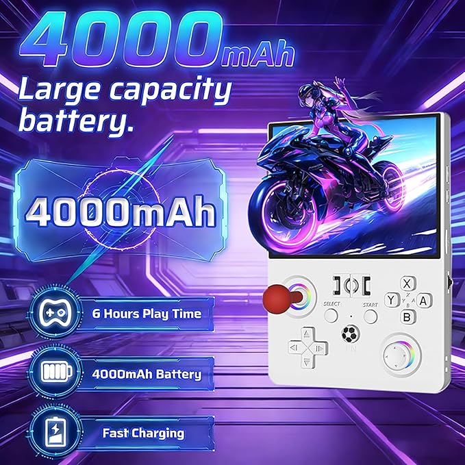 R36MAX 2 Retro Handheld Game Console, 4.5 Inch IPS HD Screen Portable Retro Game Console, 1.5GHz CPU Support 30+ Emulator Console Video Game Console, 4000mAh (White)