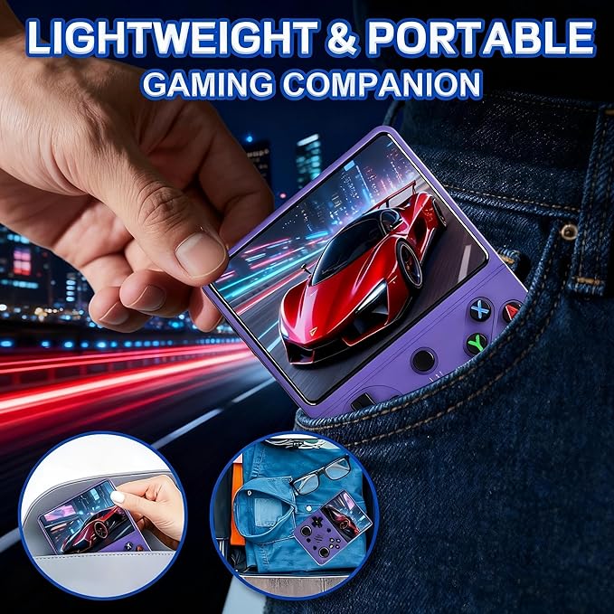 RG36PRO Video Game Console - Support 30000+Classic Games, 64G TF Card,Open Source System, 3.5-Inch Screen,3000mAh Battery, Portable Console for Travel, Gift for Adult or Partner-Purple