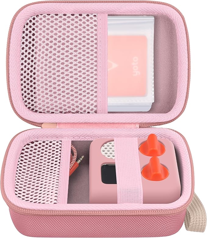 co2CREA Hard Case Compatible with Yoto Mini 2024 Edition Kids Audio Music Player Children Speaker Plays Audiobook Cards Radio and Card Holder Hold up to Yoto 36 Cards, Pink Case