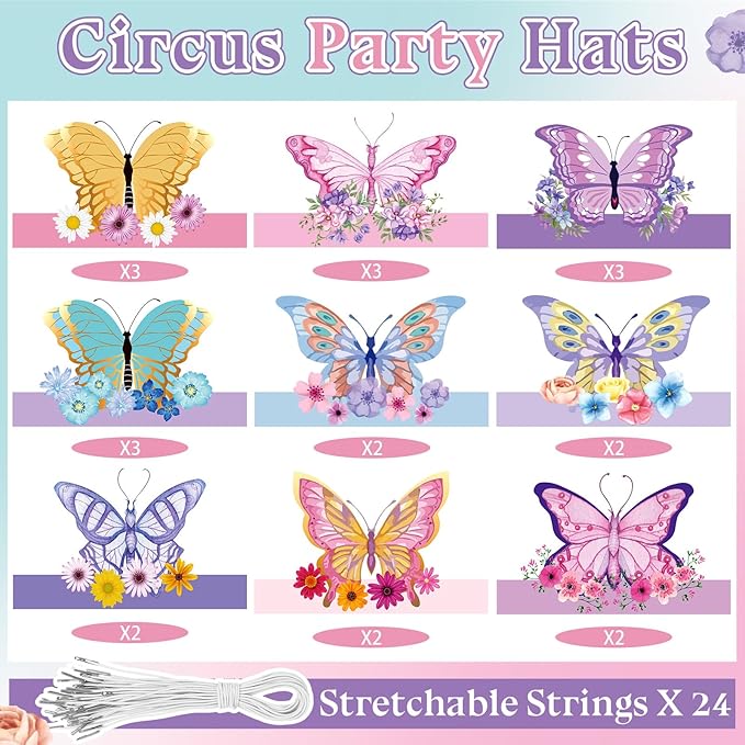 24 Pcs Party Hats for Kids Paper Headbands Crown for Boys Girls, Birthday Party Decoration Favors