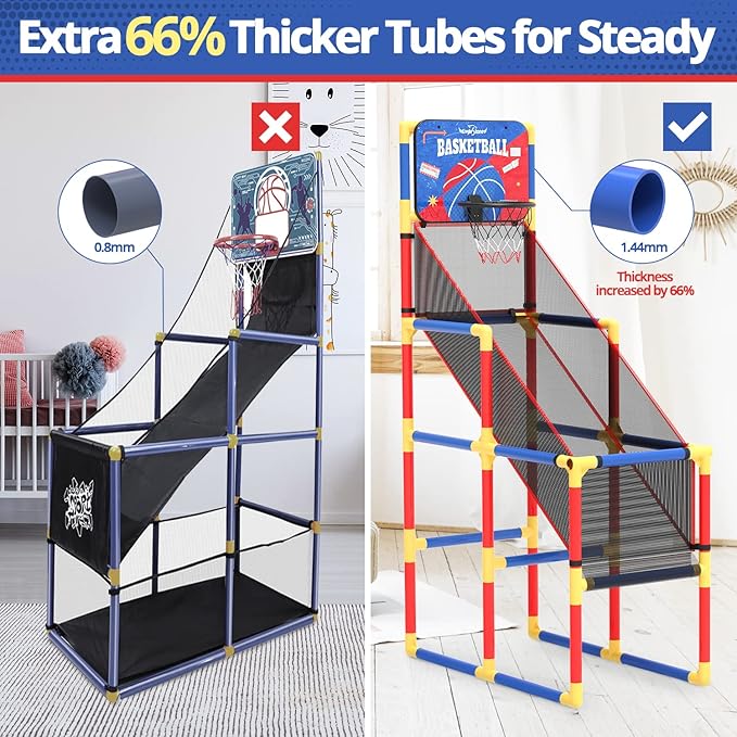 EagleStone Kids Arcade Basketball Game with Electronic Scoreboard and Cheer Sounds, Indoor Outdoor Basketball Hoop with 4 Balls, Game Toy Gift for Ages 3-12 Boys and Girls
