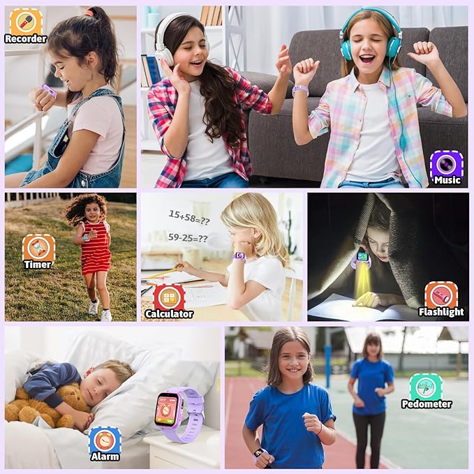 zicor Kids Game Watch Gift with 26 Puzzle Games, Dual Camera, Music Player, Pedometer, Video Recorder, Flashlight, Alarm Clock,Educational Toy for Boys Girls Age 4-12 Years Old,Birthday