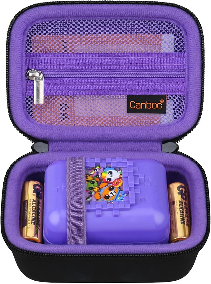 Canboc Hard Carrying Case for Bitzee Magicals/Bitzee Interactive Toy Digital Pets, Virtual Electronic Kids Toys Storage Bag, Black+Purple (Case Only)