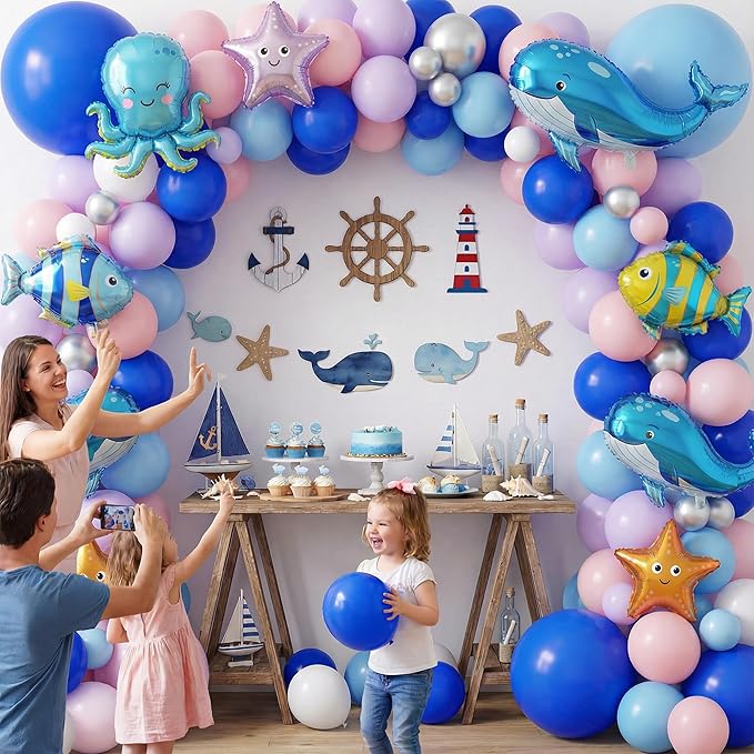 LovesTown 110PCS Latex Balloons 12inch Royal Blue Party Balloons Arch with Ribbon for Birthday Baby Shower Party Decorations Dark Blue (Pack of 2)