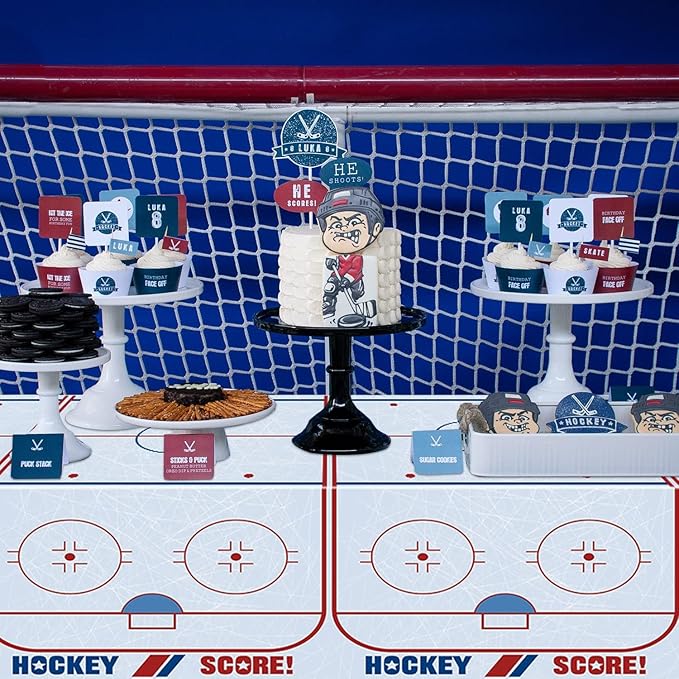 2Pcs Hockey Tablecloths - Hockey Rink Table Covers - Disposable Plastic Party Tablecloth (2, 51'' x 86'')