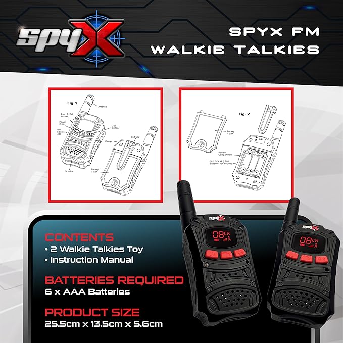 MukikiM SpyX / Spy Walkie Talkies - Made for small hands and doubles as a Spy Toy for Buddy Play. Perfect addition for your spy gear collection!
