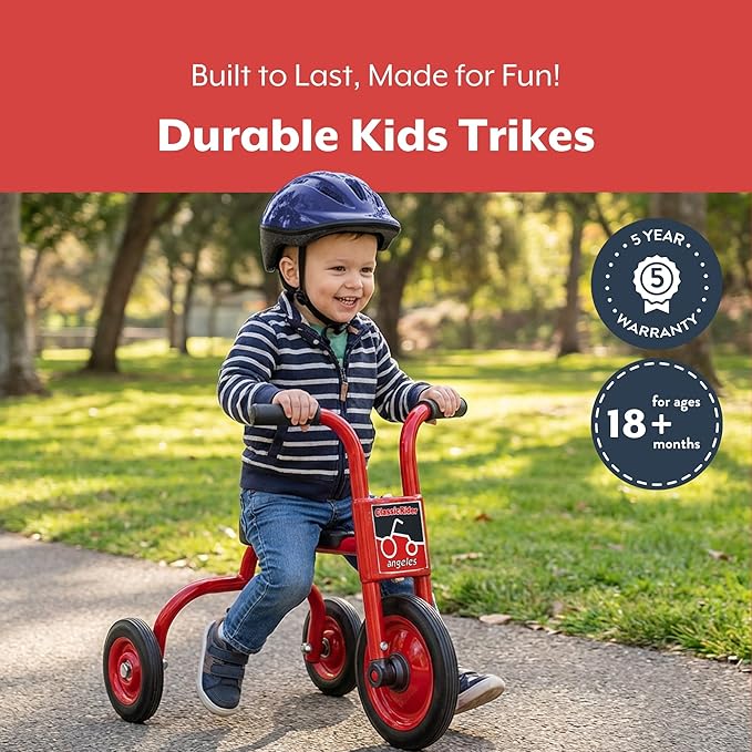 Angeles ClassicRider Push Bike for Toddlers, Toddler Tricycle with Solid Airless Rubber Tires, Kids Bike for Preschools and Daycare, Ages 18 months+, 12.75" Tall Seat