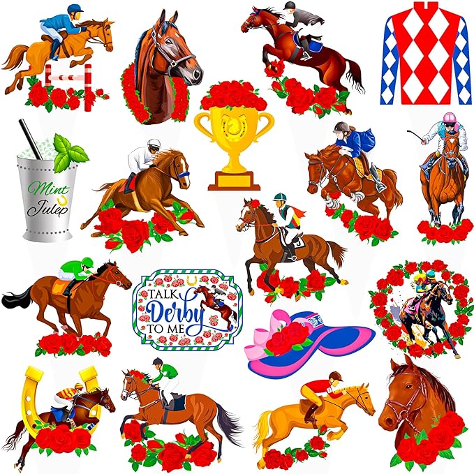 Horse Derby Cupcake Toppers Derby Party Decorations 48Pcs Horse Racing Cupcake Picks Equestrian Derby Birthday Decoration Baby Shower Party Supplies