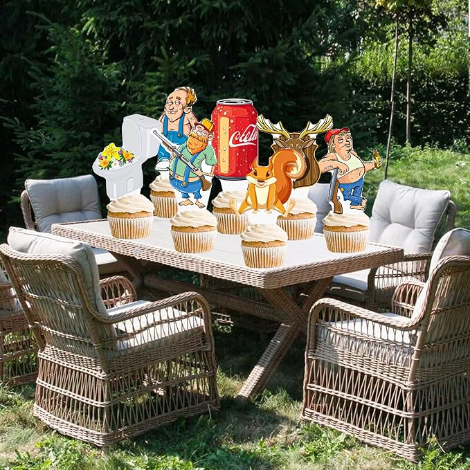 Hillbilly Cupcake Toppers Trailer Trash Party Decorations Trailer Trash Cake Decorations Southern Mullet Man Cupcake Picks for Funny Chunky Dunk Party Supplies