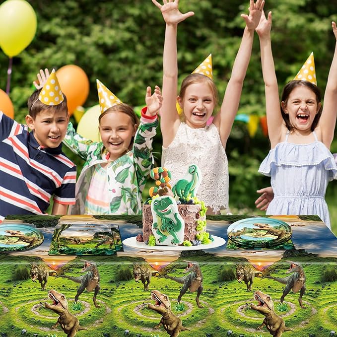 41Pcs Dinosaur Birthday Party Decorations,Dino Party Decorations Tableware Set Jurassic Dinosaur Paper Plates Napkins Tablecloth丨Boys Kids Baby Shower Jurassic Theme Birthday Party Decor,Serve 20
