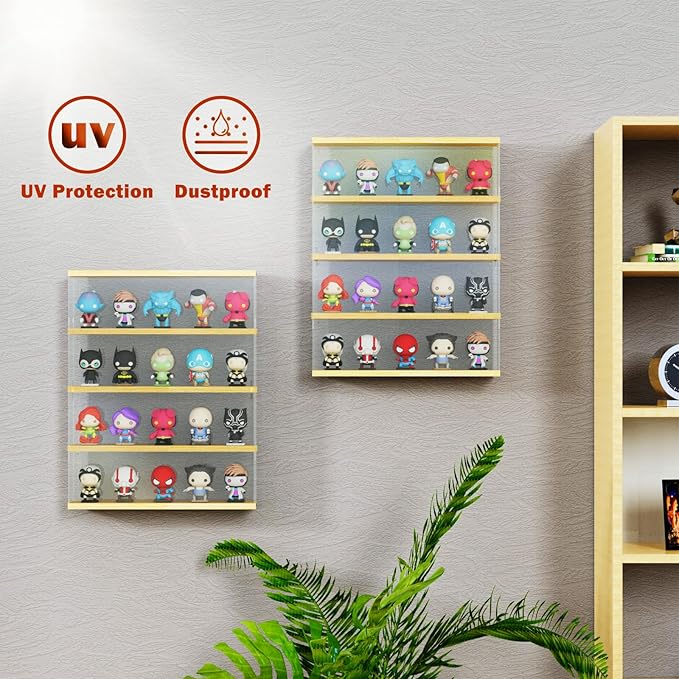 DuvinDD Acrylic Display Case Clear Figure Display Case Lego Display Shelves with Sliding Door, Wall Mounted Dustproof Trinket Shelf for Miniature Hot Wheels for Home Bedroom Decor(15.3x3.3x19.7 inch)