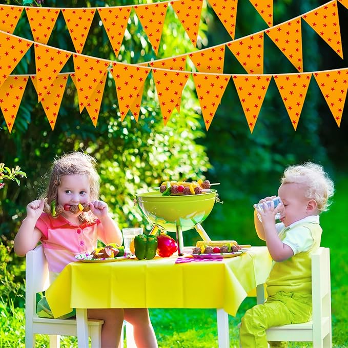 Tiamon 5 Pcs Anime Theme Dragon Birthday Banner Decoration Yellow and Red Stars Print Pennant Bunting 49.2 Ft Stars Beads Triangle Flag for Kids Birthday Teenager Cartoon Animation Party Decoration
