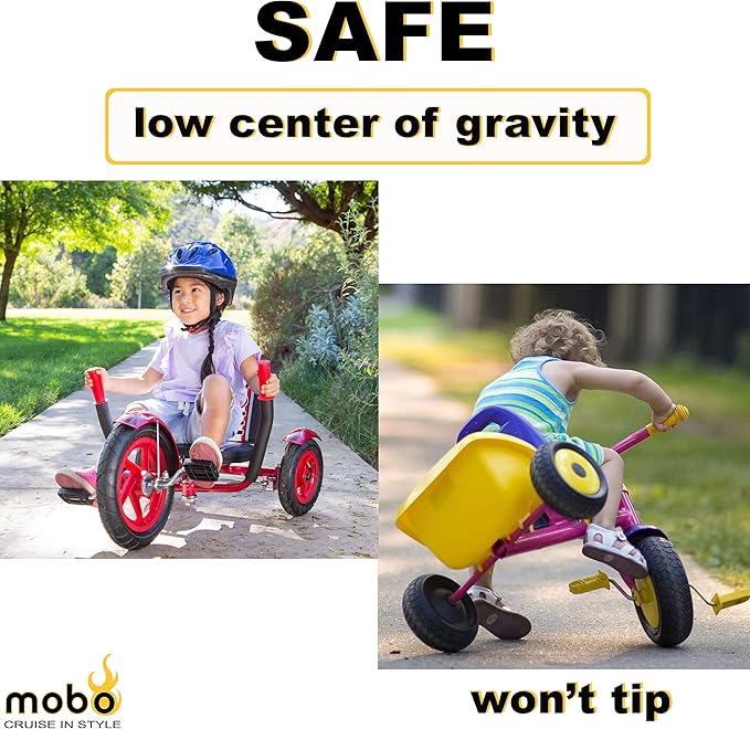 Mobo Mity Sport Safe Tricycle. Toddler Big Wheel Ride On Trike. Pedal Car, Red Large