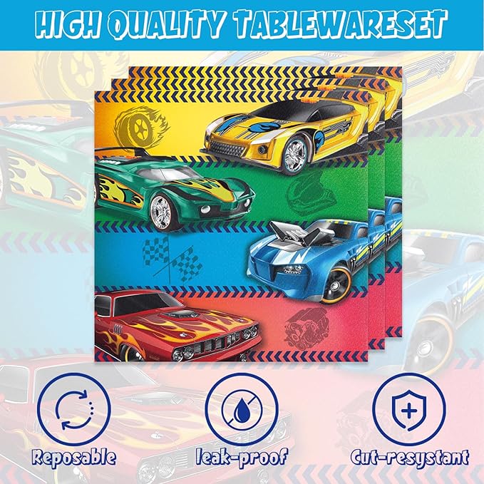 40Pcs Race Car Birthday Party Decorations Hot Cars Plates and Napkins Hot Cars Party Favors Serve 20 Guests Hot Cars Birthday Party Decorations for Boys