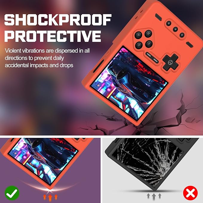 Silicone Case for Trimui Brick, Anti-Slip, Shock Proof, Soft Protective Case for Trimui Brick Handheld Game Console with Lanyard - Red