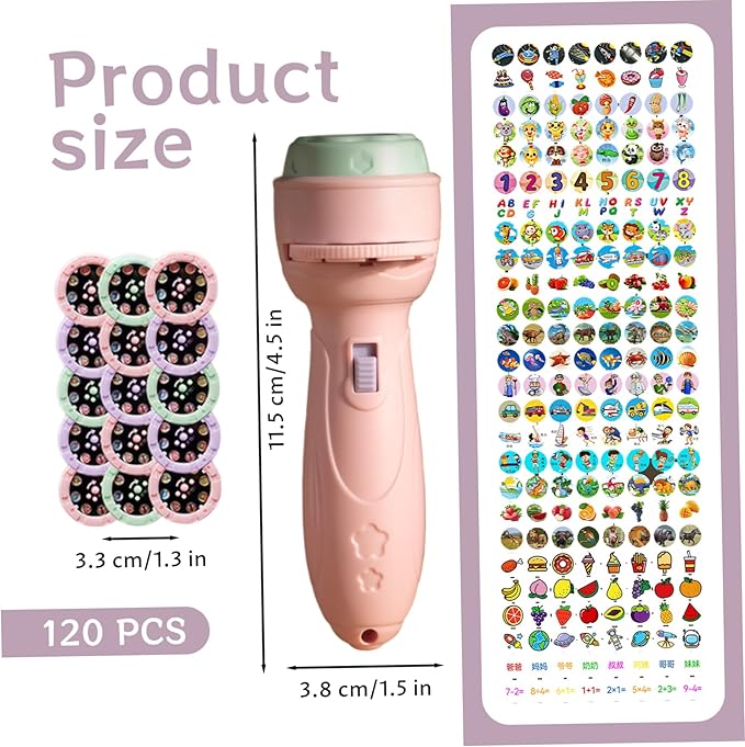 Projector Flashlights for Kids 120 Patterns & 15 Theme Story Projector Fun Play Educational Toy Flashlight for Girls Boys 18 Months+, Style-1