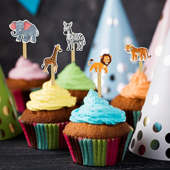 Jugle Safari Cupcake Topper – Animal-Themed Decorative Party Picks for Birthday Cupcakes, Dessert Tables, Nature-Inspired Celebrations, Event Styling, Themed Parties, and Special Occasion Decorations
