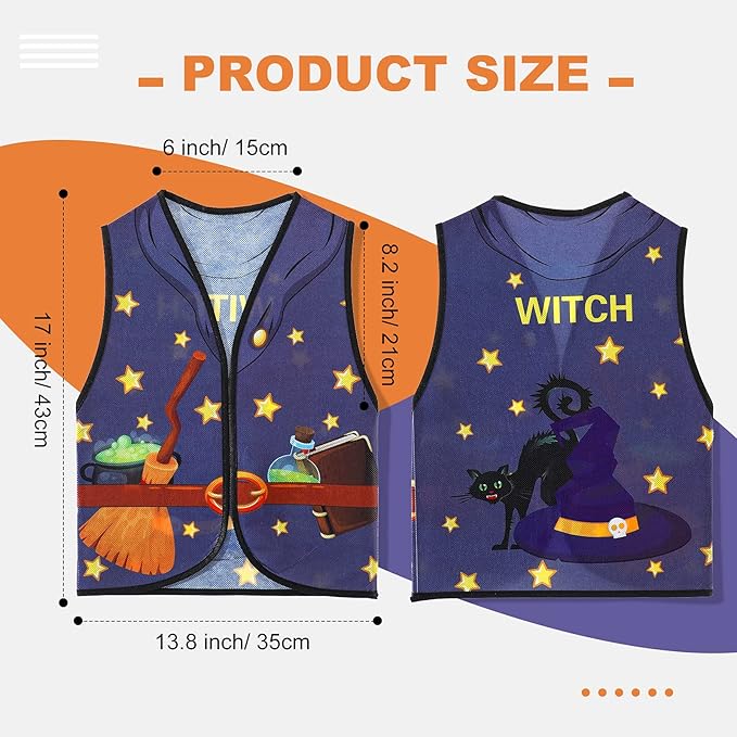 Threan 10 Pcs Kids Dress Up Vest Children Role Play Vest Career Costume for Dramatic Pretend Play Party Supplies, 17 x 13.8 Inches(Cool Style)