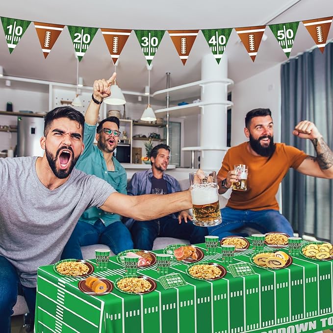 Football Party Decorations 98Pcs Football Birthday Party Suppiles Set Include Plates and Tablecloth Sport Theme Party Favors Kit