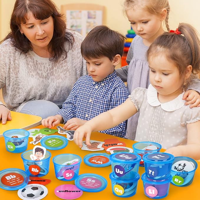 Joyreal 271 PCS Alphabet Learning Toys for Toddlers 3-5, ABC Phonics Games with 26 Sorting Tubs & Flash Cards, Montessori Preschool Classroom Must Haves, Letter Sounds Recognition Activities