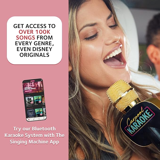 Carpool Karaoke Machine for Kids & Adults, Carpool Karaoke The Mic 2.0 - Wireless & Bluetooth Karaoke Microphone with Voice Changing Sound Effects as White Elephant Gift - Gold & Black