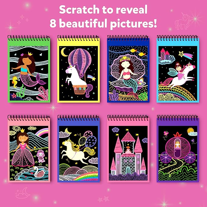 Skillmatics Party Favors (Pack of 15) - Magical Scratch Art Set for Kids, Unicorns & Princesses, Pink Goodie Bag, DIY Art & Craft Activity, Gifts for Girls, Boys Ages 3, 4, 5, 6, 7, 8