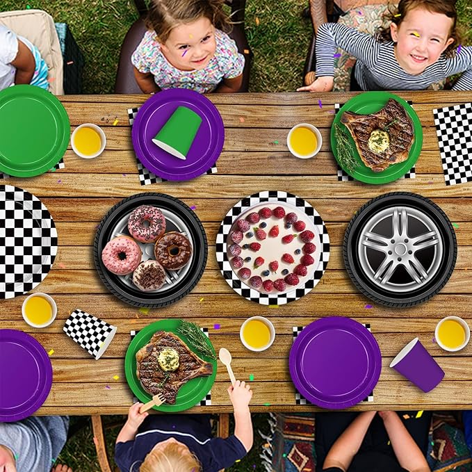 150pcs Monster Truck Paper Plates Napkins Monster Truck Birthday Party Decorations Paper Cups Disposable Tableware Set for Kids Party Supplies Serve 30 Guests