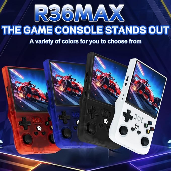 R36MAX Handheld Game Console - 4.0-Inch Screen, Support 22000+Classic Games,128G TF Card,Portable Console with Open Source System,4000mAh Battery,Birthday Gift for Adult or Partner - White