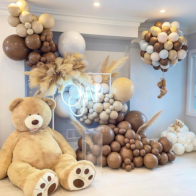 Brown Cream Neutral Balloons, 12 Inch 60PCS Retro Brown Khaki Beige Sand White Balloon, Beige Nude Apricot Balloon for Neutral Bear Bridal Baby Shower Wedding Birthday Party Decorations Supplies