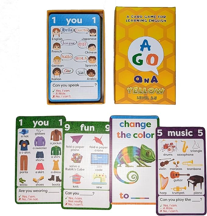 QnA Yellow ESL Card Game - Level 2.5. A Fun English Language Learning Game for EFL/ESL Students - Build Vocabulary, Grammar and Conversation Skills!