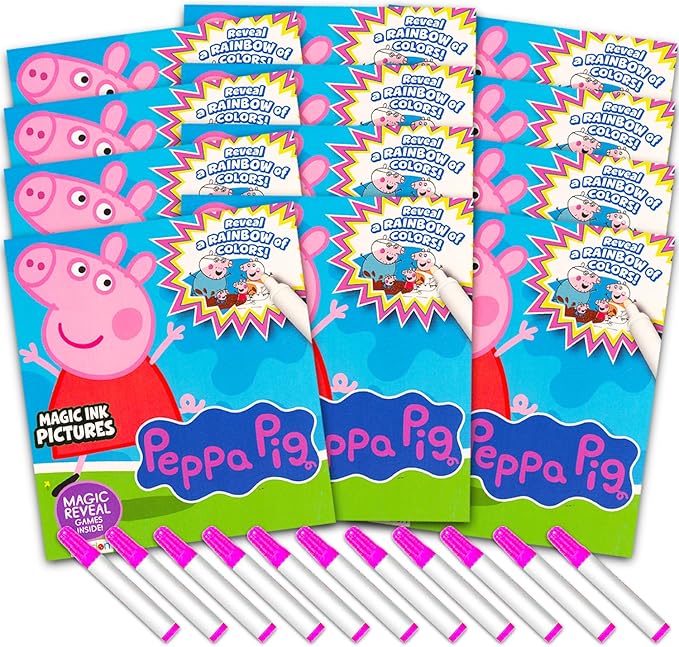 Bendon Peppa Pig Imagine Ink Coloring Book Set for Girls Boys - 12 Pack No Mess Coloring Books, More (Peppa Pig Party Supplies)