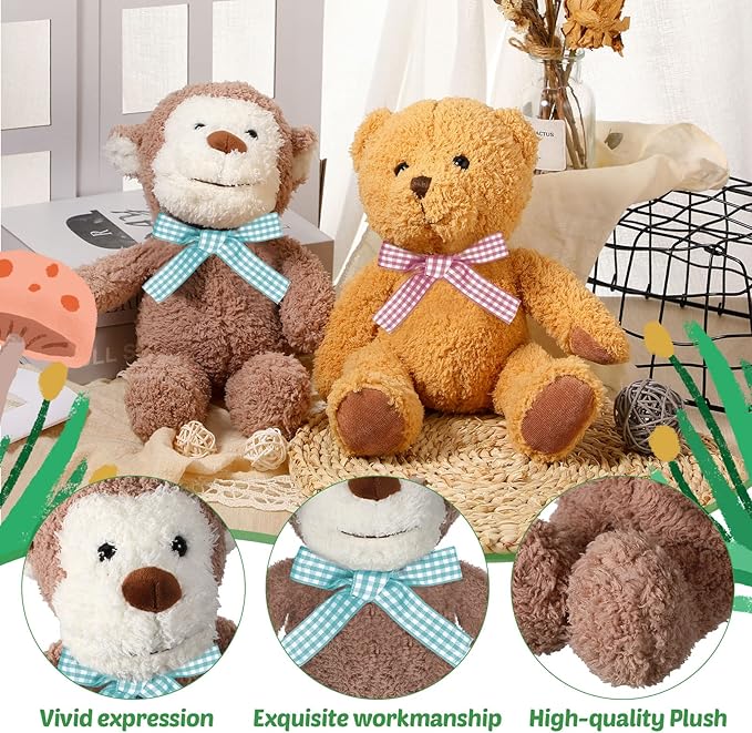 Civaner 7 Pcs Stuffed Animals Bulk 12.5 Inch Cute Soft Animal Plush Toys for Kids Birthday Gifts Baby Shower Party Decorations (Bright Color,Jungle)