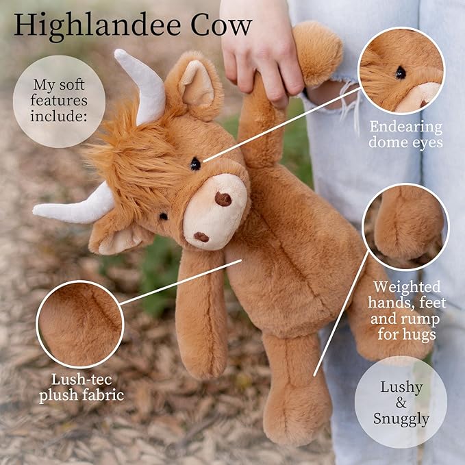 World's Softest Plush Stuffed Animal for Baby, Toddler, Kids, Adults - Adorable Toy Made from Kid-Friendly, Quality Materials - Lushee Highlandee Cow, 16"