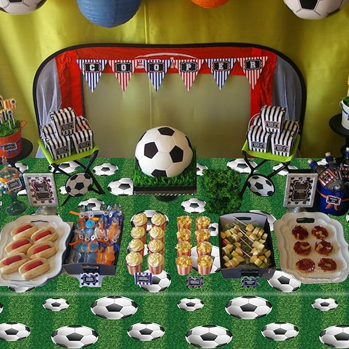 6 Pack Soccer Party Tablecloth Sports Tablecloth Sport Rectangular Plastic Table Cloth Sports Theme Party Table Covers Soccer Birthday Decorations Boys Sport Theme Birthday Supplies 86 x 51 Inch
