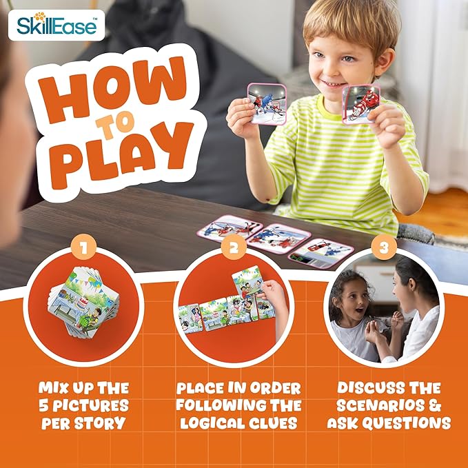 Story Cues 2 Skilled Sequencing Cards, Speech Therapy Materials, Social Skills Game, English Language Learners Games, Storytelling Cards, Sentence Building and Picture Cards