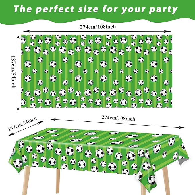 Wiooffen 3 Pcs Soccer Party Tablecloth Soccer Birthday Plastic Tablecloths Disposable World Cup Table Cover Party Decorations Sports Table Cloth Themed Party Supplies Favors, 54 x 108 Inches