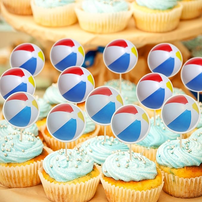 Gyufise 36 Pack Beach Volleyball Cupcake Toppers Star Sports Ball Cupcake Picks Baby Shower Beach Volleyball Sports Players Theme Birthday Party Cake Decorations Supplies
