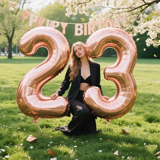 40 Inch Rose Gold Balloon Number 23 Balloon,Jumbo Mylar Foil Helium Balloon for 23 Digital Balloons for Birthday Party,Wedding Anniversary Party Decorations