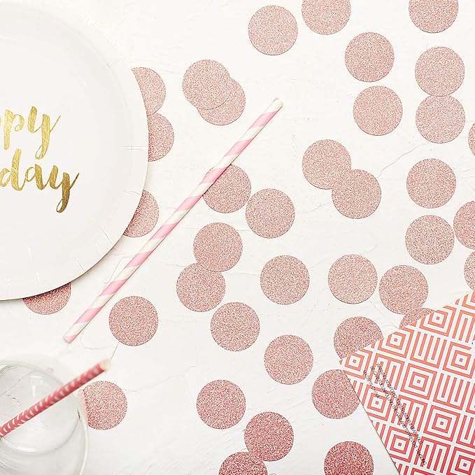 Glitter Confetti Circle Dots for Table Wedding Birthday Party Decoration, 1.2 inch in Diameter (rose gold glitter,200pc)