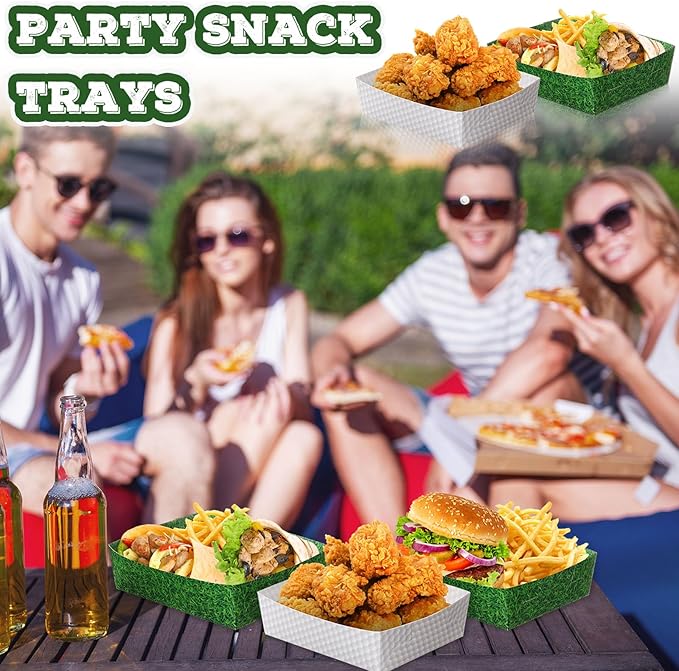 Teling 36 Pack Golf Party Supplies Large 5 lb Golf Plates Trays Bowls Paper Food Boats Disposable Nacho Serving Snack Trays Dinner Plate for Sport Themed Birthday and Tailgate Party Decorations Favors