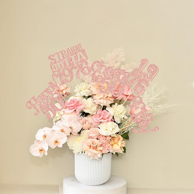 Gyufise 15Pcs Happy 50th Birthday Centerpiece Sticks Fifty Straight Outta 1976 Table Flower Centerpieces Sticks Cheers to 50 Decorations for 50th Birthday Party Supplies Rose Gold