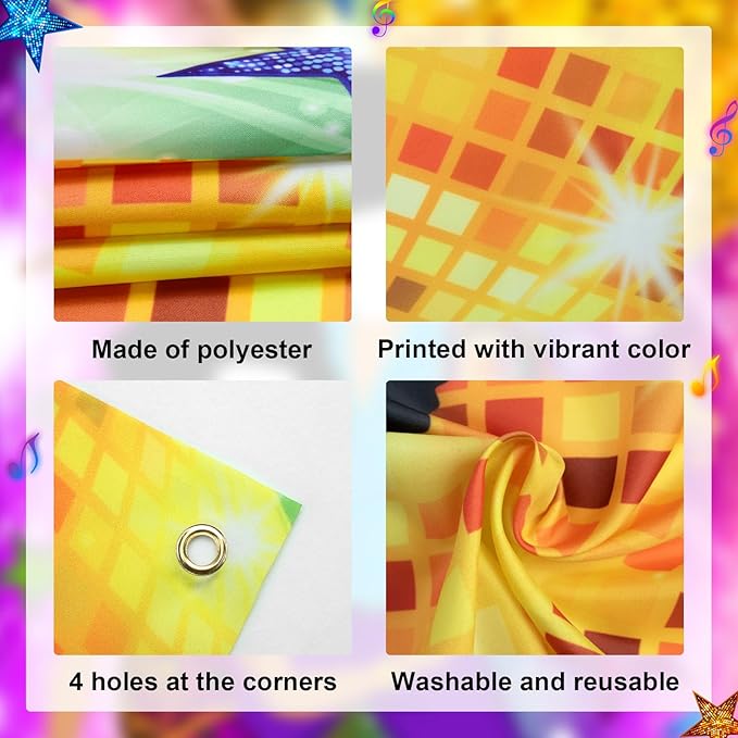 Disco Door Banner 3x6 ft 70s Party Decorations 70s Theme Photo Props Disco Party Supplies Face Cutout Photo Background