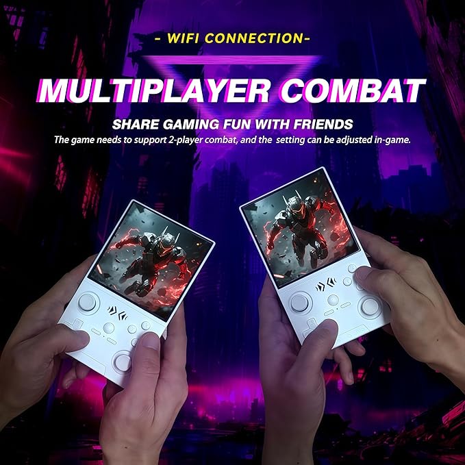 XF40V Retro Handheld Game Console, 4.0 Inch IPS HD Screen,Interchangeable Arcade Stick,Linux System, Preloaded Classic Games with Multiple Emulators, 4000mAh Battery,Ideal Gift (White)