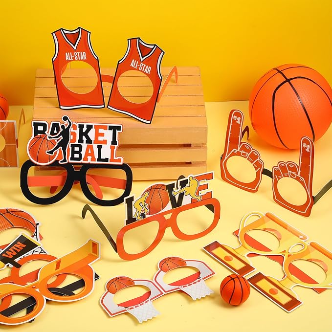 36 Pack Basketball Party Favors Basketball Paper Glasses Frames All Star Photo Booth Props Eyeglasses for Boys Kids Sports Theme Birthday Party Decorations Baby Shower Game Day Supplies