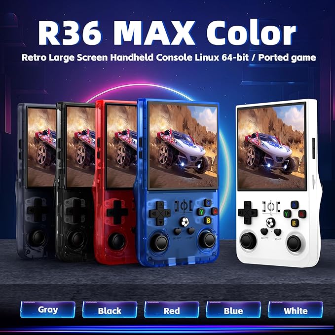 R36MAX Retro Handheld Game Console, Retro Gaming Console with 64G Built-in 18000+ Classic Games, 4.0 Inch 720x720 IPS Screen, Portable Handheld Linux System, 4000mAh Battery (Black)