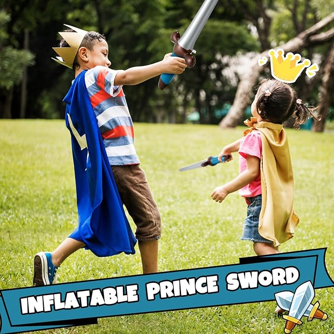 Outus 24 Pcs Inflatable Swords Blow up Swords Prince Party Favors for Theme Birthday Swimming Pool Viking Party Decorations Cosplay Halloween Costume Accessories Stage Props, 24 Inch (Blue)