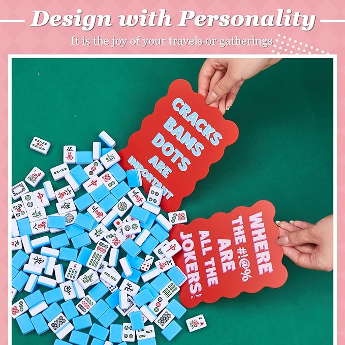 Soulchen 2 Pcs Mahjong Tile Mixer Shufflers for Mixing and Shuffling Tiles Plastic Mahjong Accessories Gifts for Lovers Games Decorative Printed Design (Red Style)