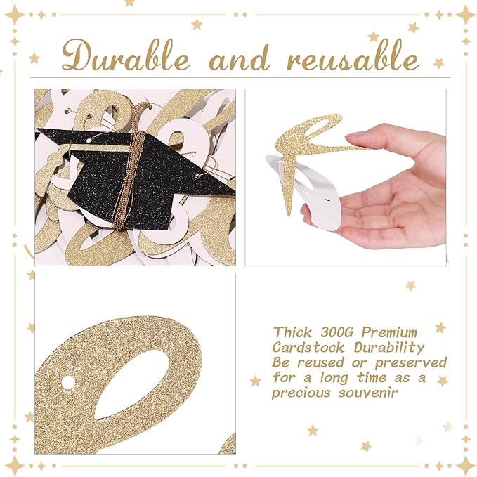She Believed She Could So She Did Banner - Pre-Strung Glitter Graduation Decorations 2026 for Women Girls, Inspirational Grad Party Supplies, Class of 2026 College High School Masters PhD Decor (Champagne Gold)