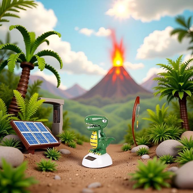 Green Solar Powered Dancing Dinosaur,Decoration Gift,Swinging Dancer Toy,No Battery Required,Desk and Dashboard Decor Home Decor Birthday Gifts Solar Power Kits Learning and Education